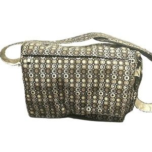 Ju ju be Diaper Bag Gold Brown Black Circle Design